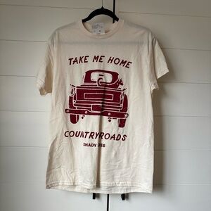 Cream Graphic Tee with Red Print